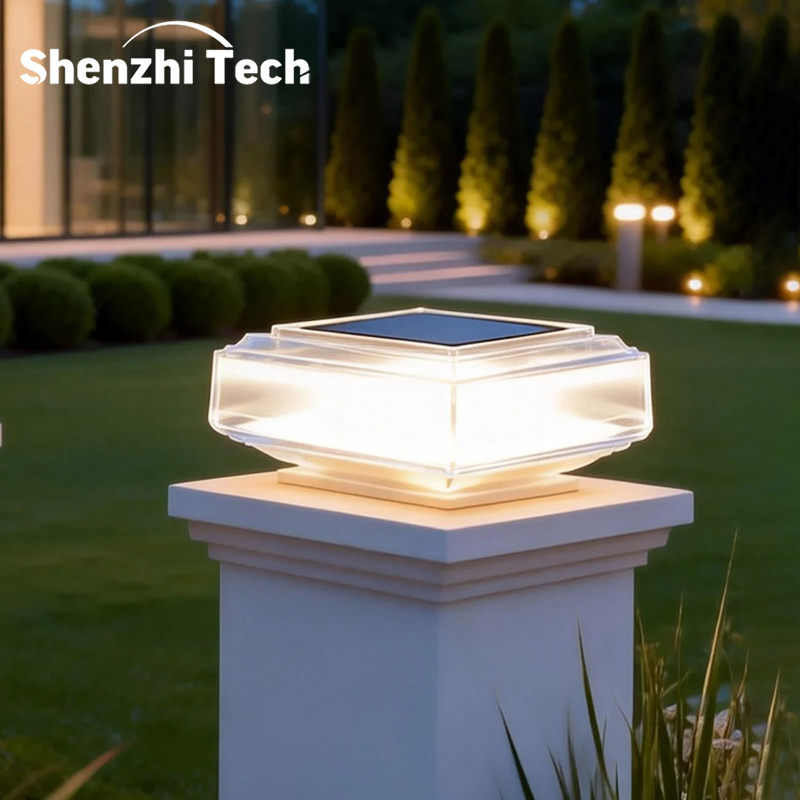 Post Cap Light - Modern Transparent Solar Post Lights, Dual