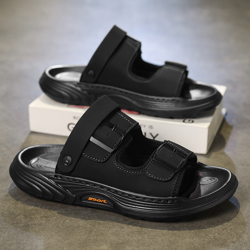 Outdoor Lighting Design - Platform Leather Male Slippers Men Luxury