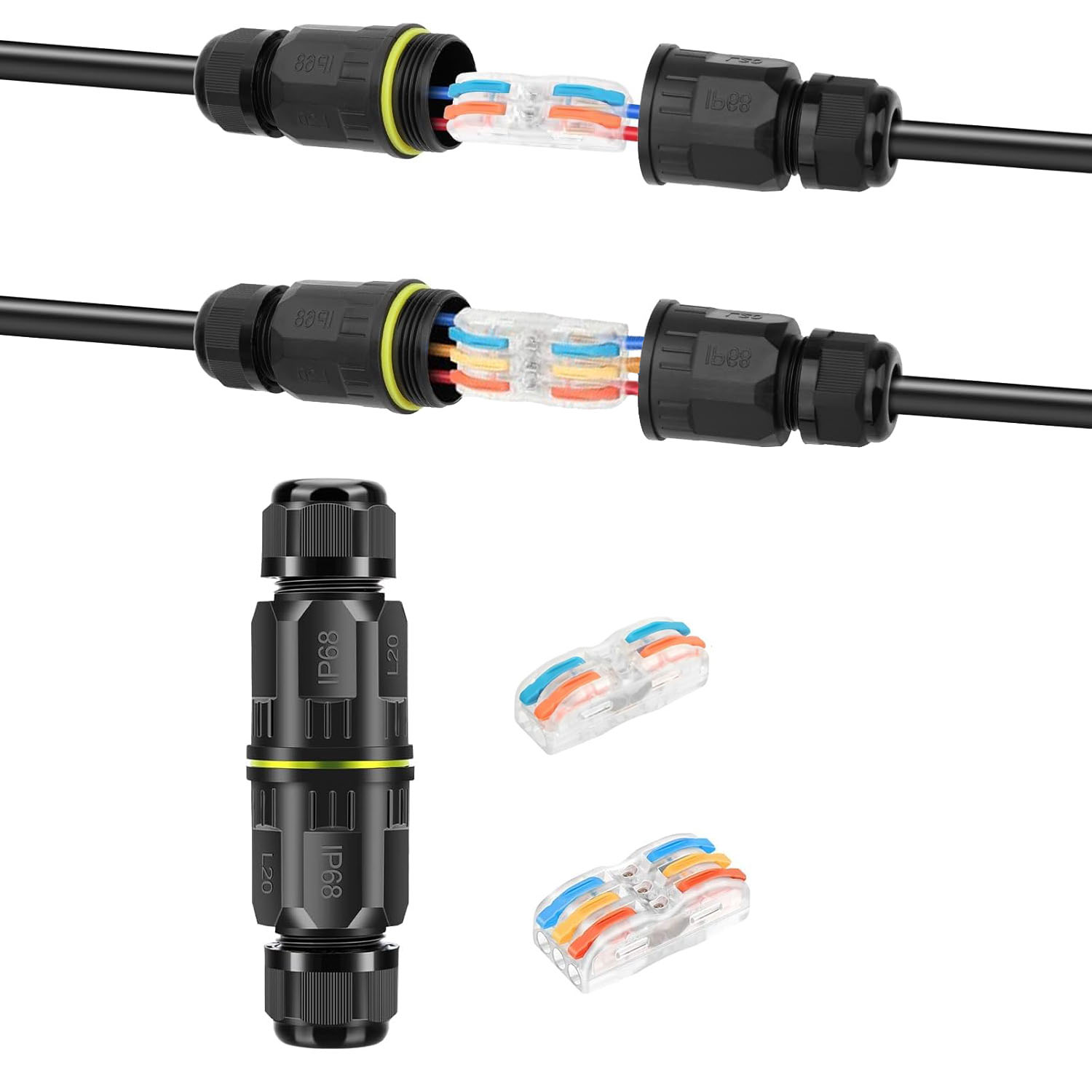 Outdoor Lighting Connectors - IP68 Waterproof Cable Connector Quick Connection