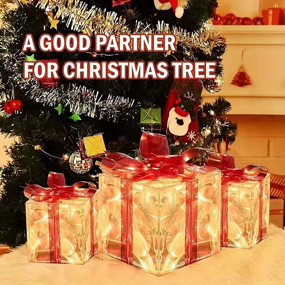 Xmas Outdoor Lighting Decorations - 2026 Christmas Glowing Gifts Box Decoration