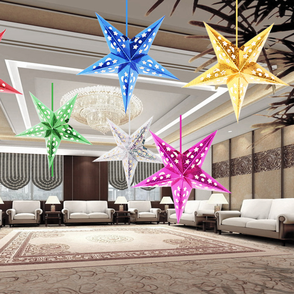Lighting Wedding Outdoor - 5Pcs 45Cm Shiny Paper Star Lampshade