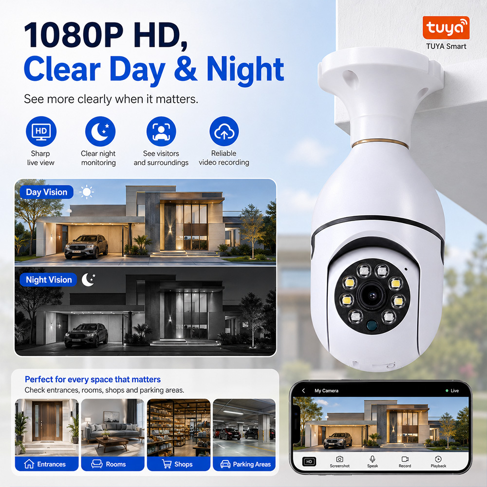 Bulb Camera  Tuya Wireless Lig - огляд і ціна Outdoor Lighting Under Roof