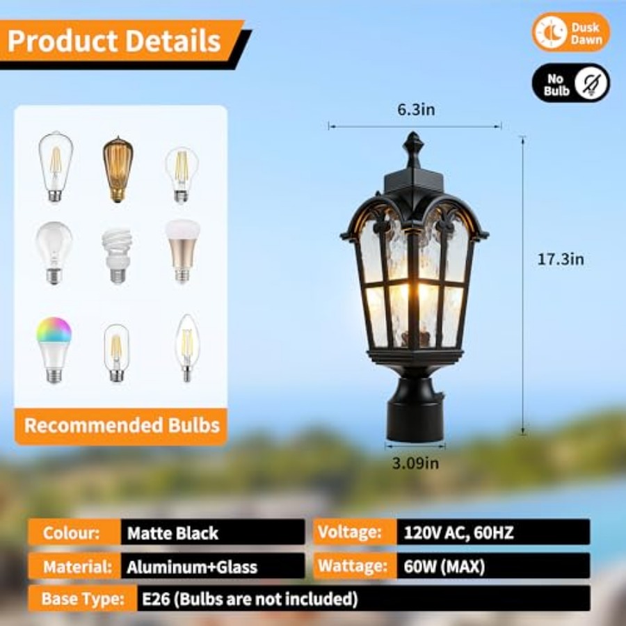 Sensor Outdoor Post Lights Wat - огляд і ціна Outdoor Lighting Fixtures