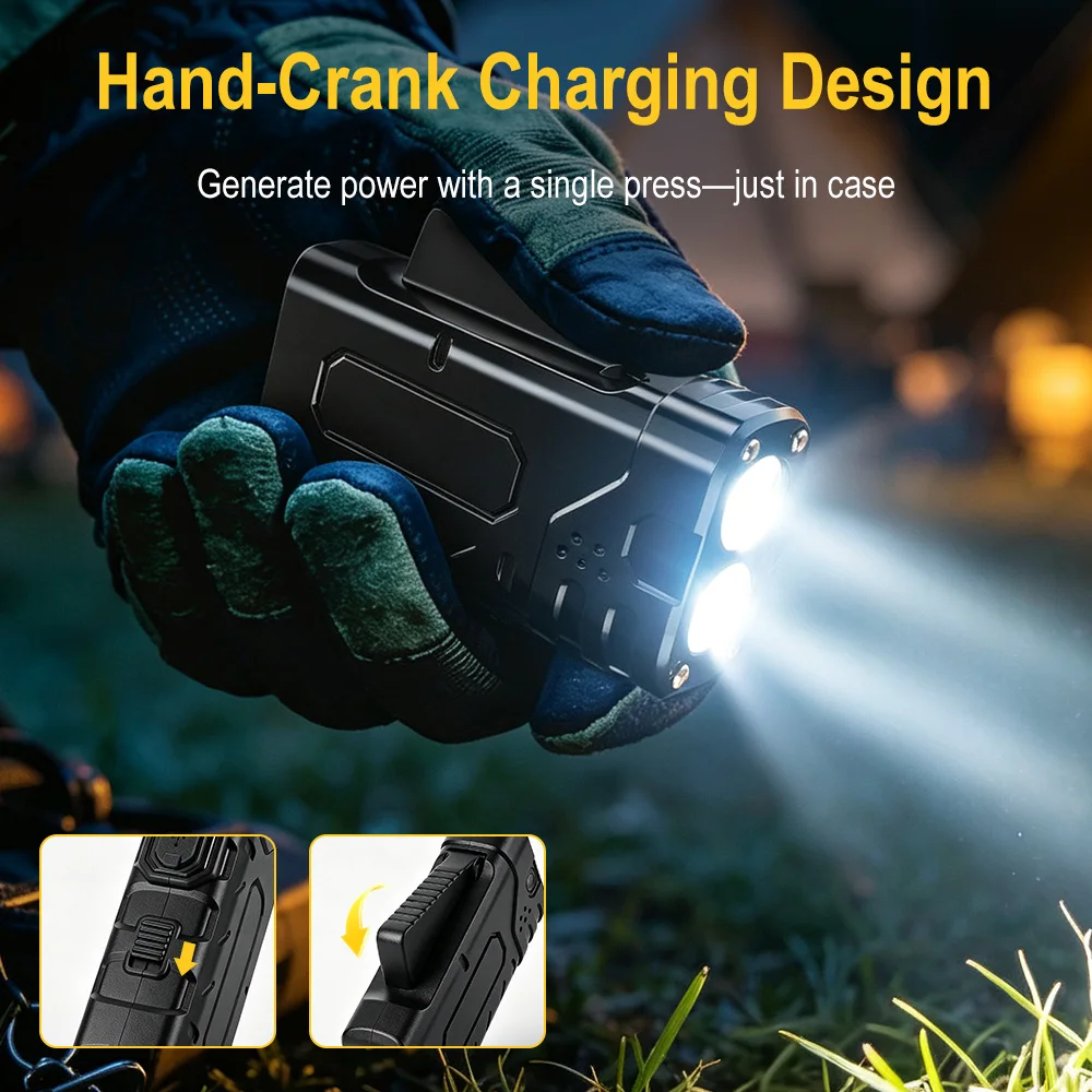 BORUIiT Hand Crank EDC LED Fla - огляд і ціна Outdoor Lighting Lumen