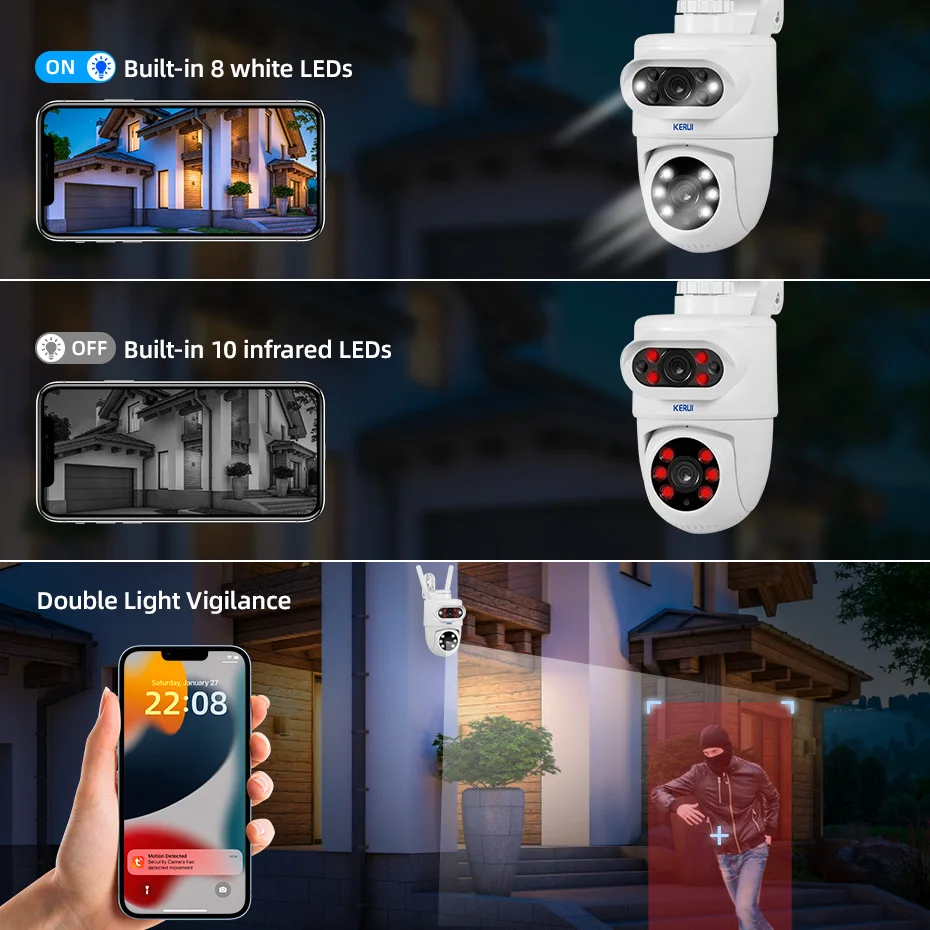 KERUI 5K 10MP Dual Lens PTZ WI - огляд і ціна Outdoor Lighting Track