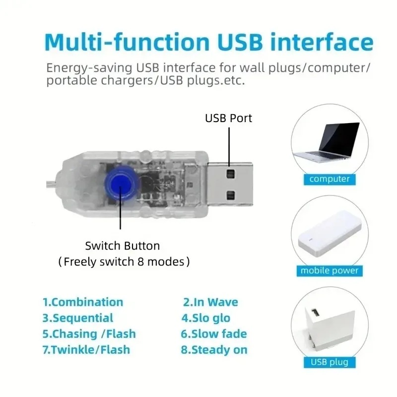 USB Powered 200LED Star Waterf - огляд і ціна Xmas Outdoor Lighting Decorations